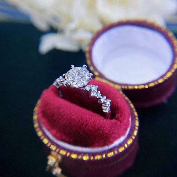 💝Engagement Anillos Pure Round CZ Silver Plated Beautiful Dainty Ring,UNVN12193 - Picture 3 of 6